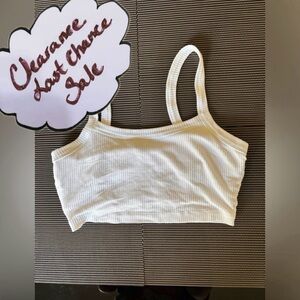 ALO Yoga XS White Ribbed Cotton Tank Sports Bra